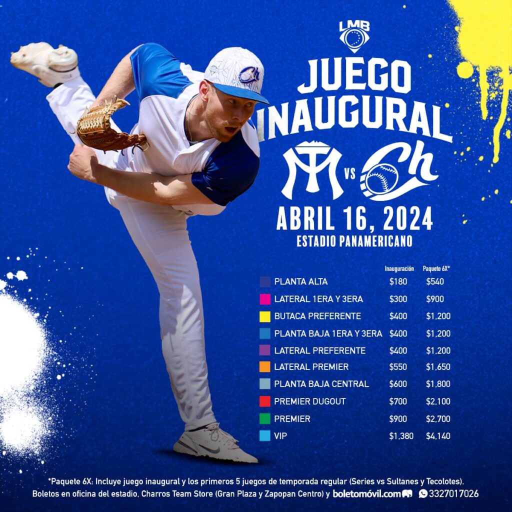 lista de precios de juegos y boletos de Charros temporada 2024