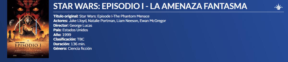 Funciones Star Wars Episodio I Cineteca FICG