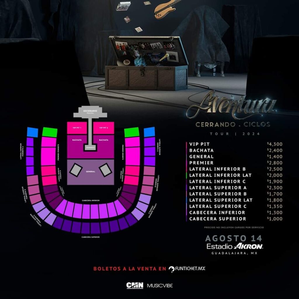 Precios de boletos Aventura Estadio AKRON Guadalajara