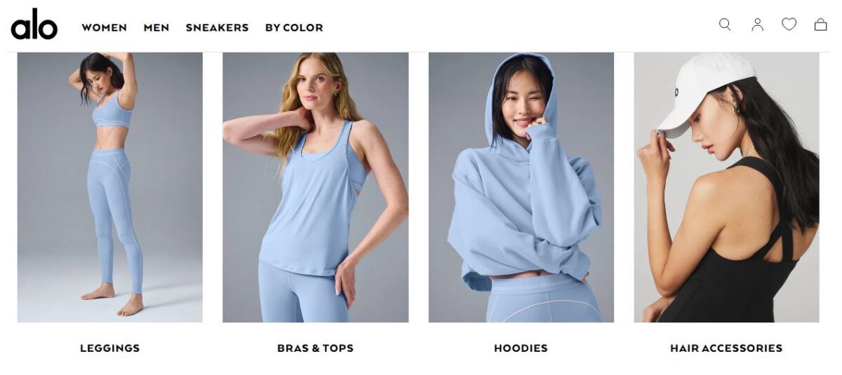 prendas deportivas que se venderán en la tienda Alo Yoga Guadalajara Andares