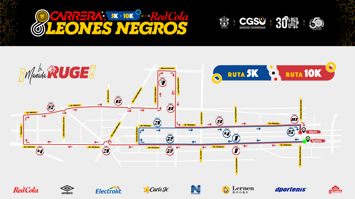inscripción y ruta carrera leones negros UdeG 2024 en Guadaajara