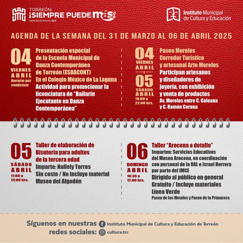 ¿Qué hacer en Torreón? Eventos imperdibles del 4 al 6 de abril de 2025