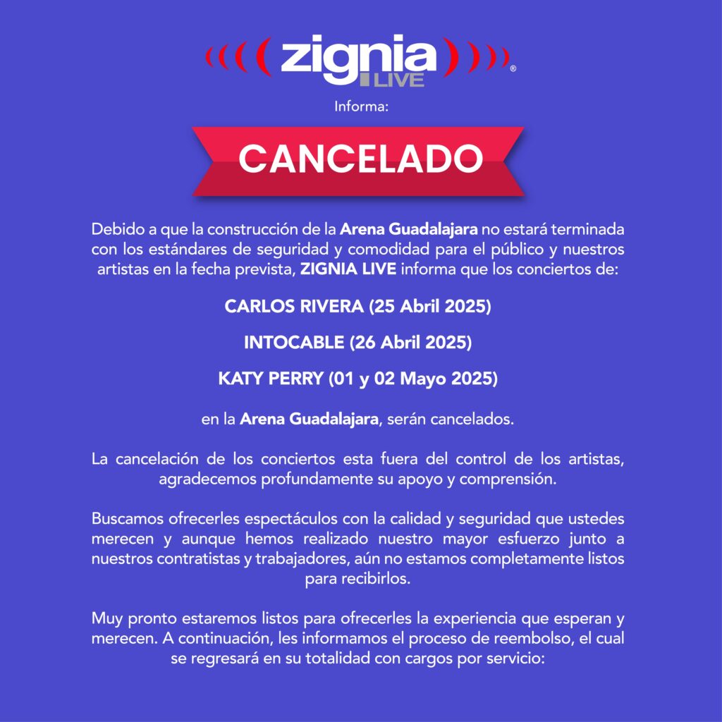 Katy Perry no vendrá a Guadalajara: Cancelan su show de mayo