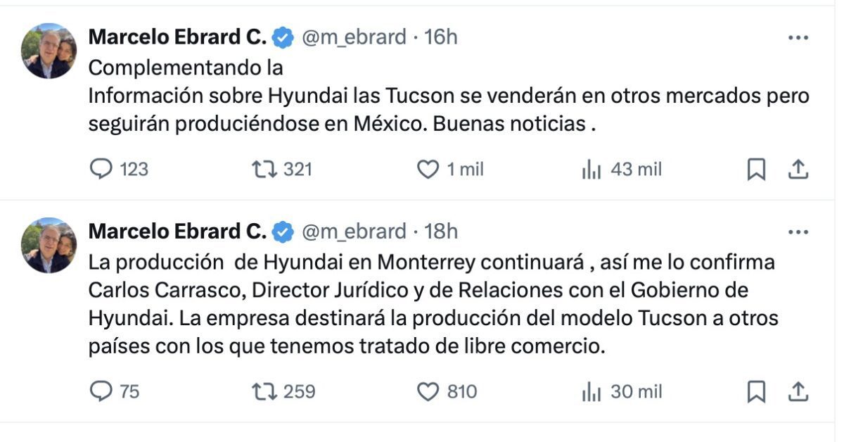 El secretario de Economía, Marcelo Ebrard, aclaró la situación de Hyundai en Monterrey
