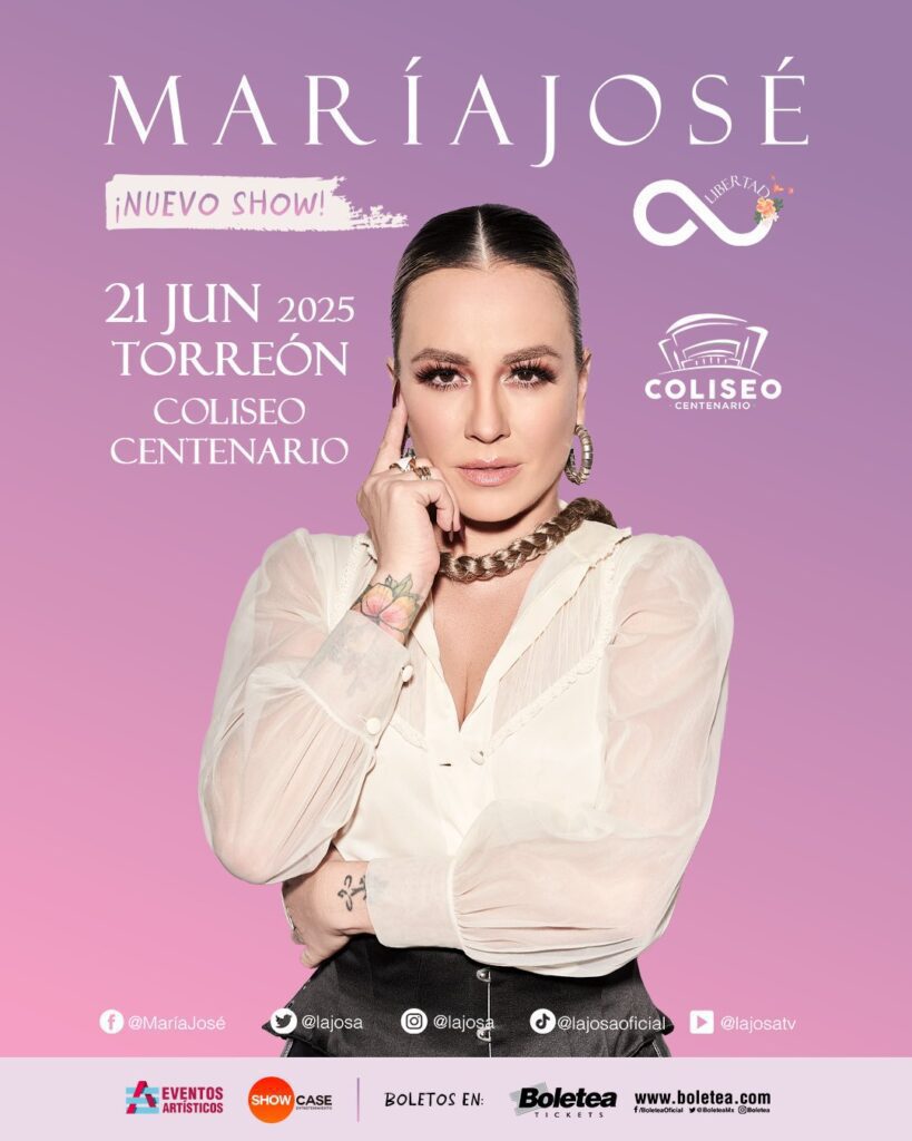 María José confirma concierto en Torreón: ¡No te quedes sin tus boletos! Foto: Boletea