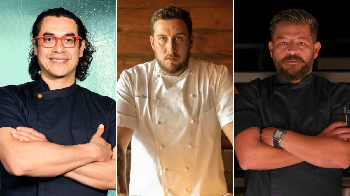 Carlos Gaytán, David Castro Hussong y Rodrigo Rivera-Río, chefs presentes en el evento.