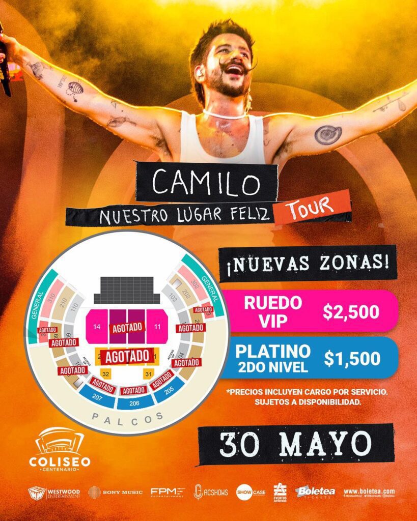 Conoce todos los detalles del concierto de Camilo en Torreón