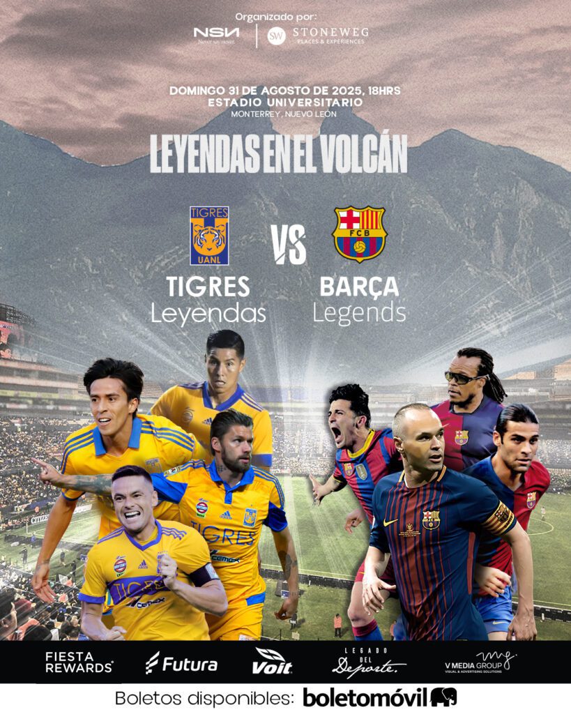 Monterrey se alista para recibir el Tigres vs Barcelona Leyendas este 31 de agosto