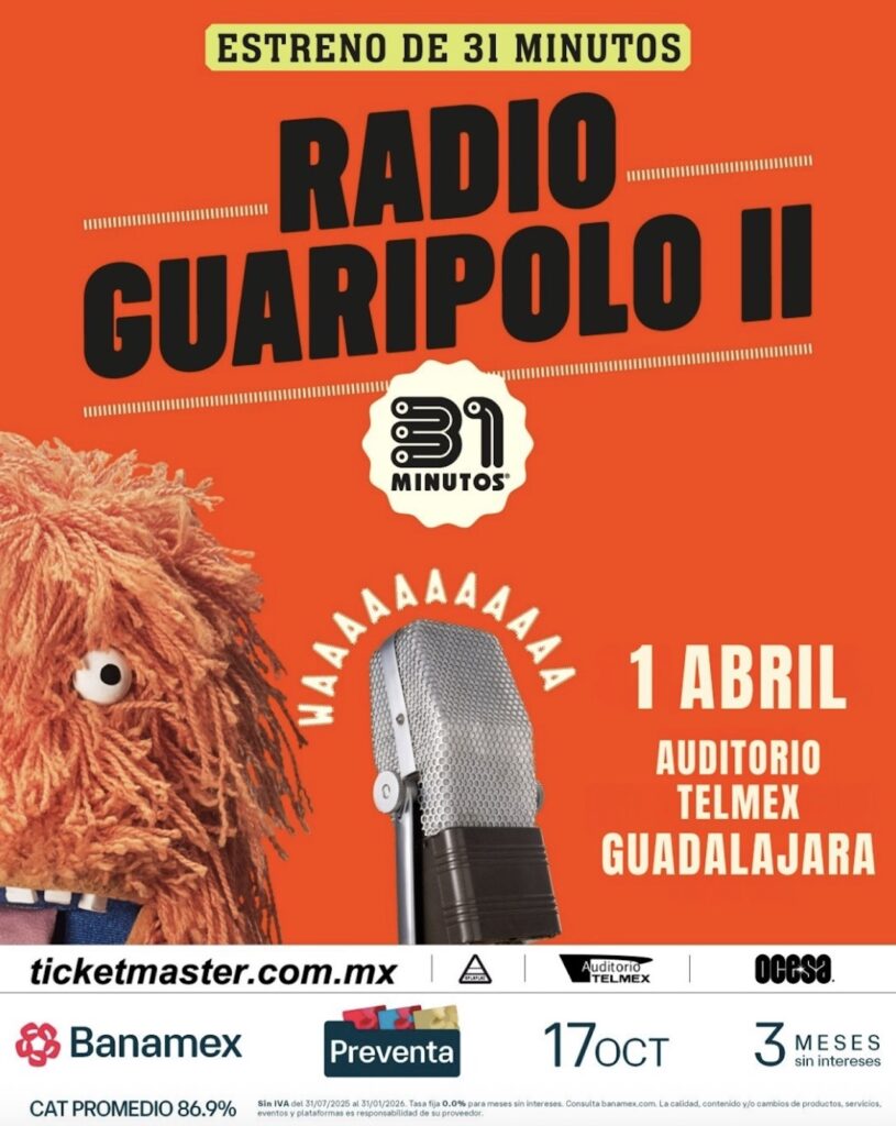 Conciertos en Guadalajara 2026: No te pierdas este show de 31 Minutos