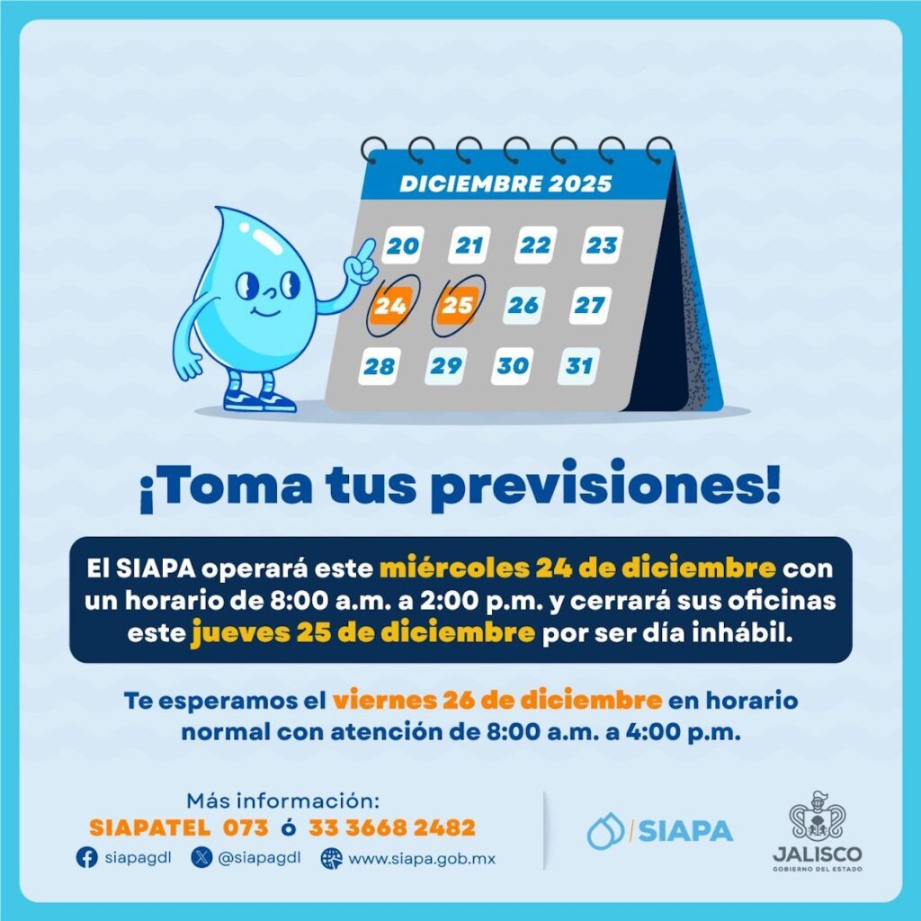 Megacorte de agua en Guadalajara: SIAPA anuncia horarios nuevos en Navidad 2025