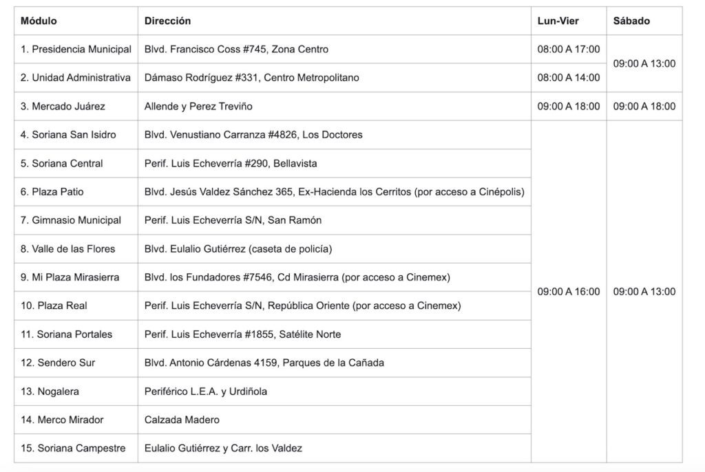 Modulos para pagar el predial 2026 en Saltillo. Foto: Gobierno de Saltillo