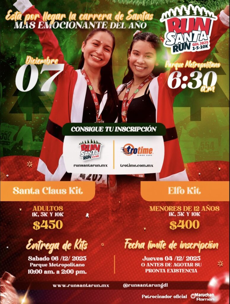 ¿Listo para correr? Run Santa Run Guadalajara 2025 se realizará el 7 de diciembre