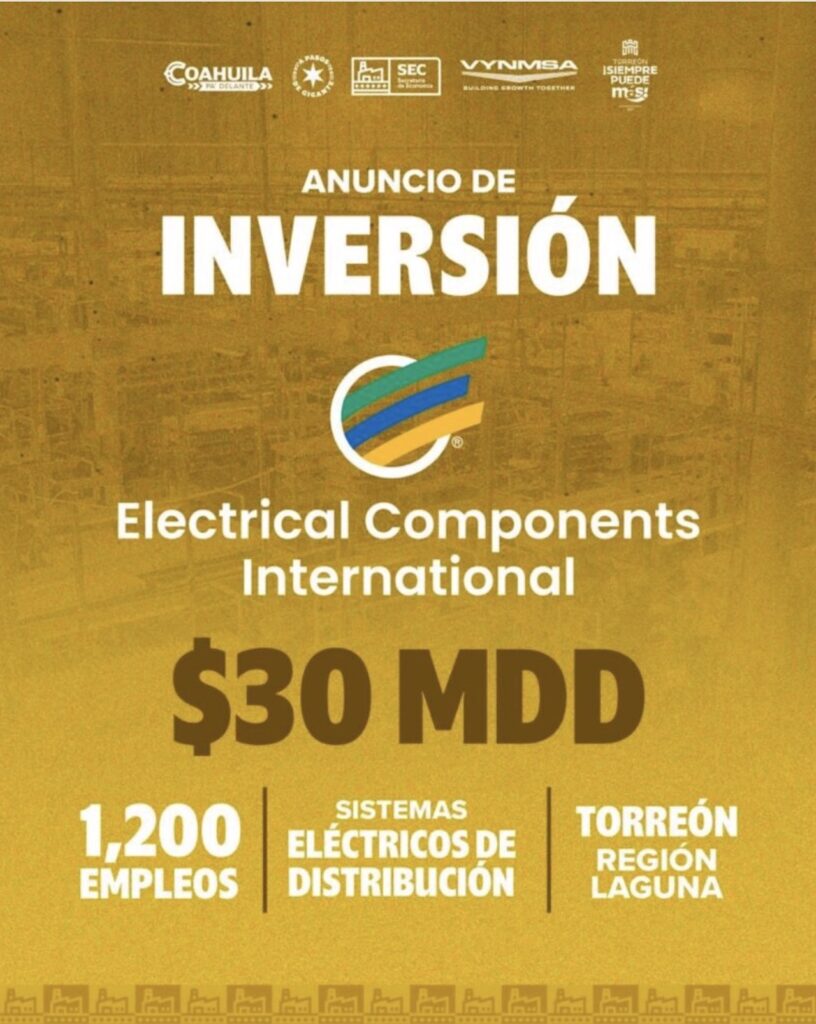Una de las inversiones más importantes para Torreón fue la de ECI, anunciada en noviembre 2025