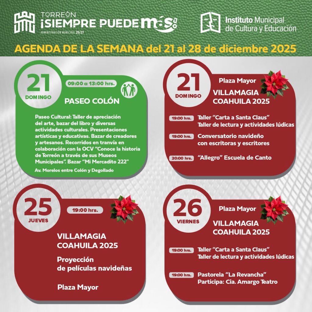Villamagia Torreón presenta cine, talleres y actividades familiares del 25 al 28 de diciembre