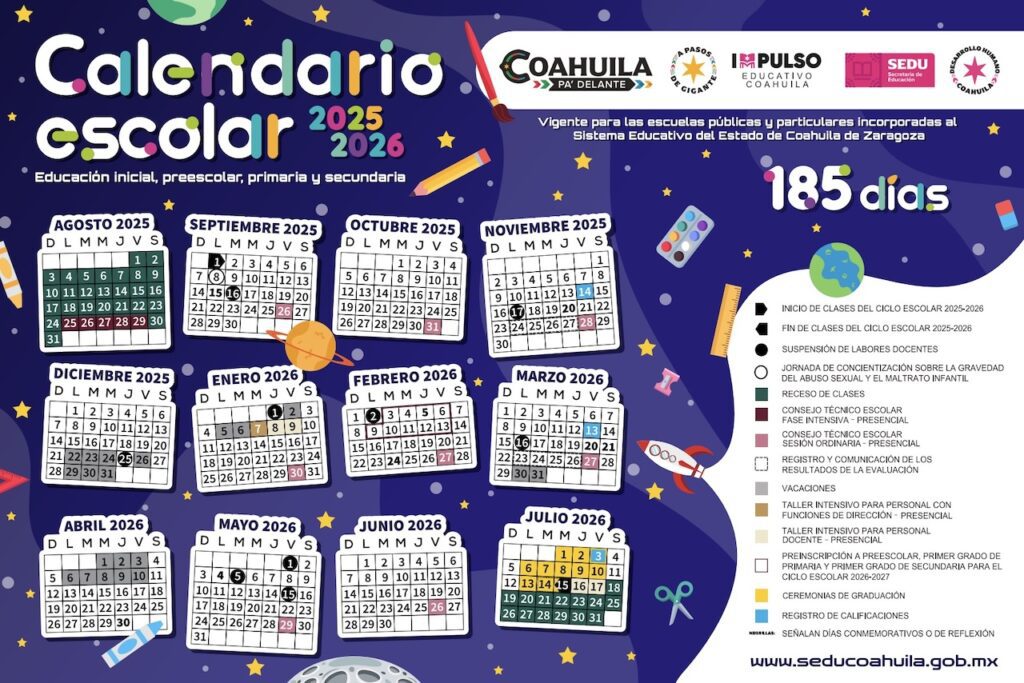 Calendario Escolar 2025-2026 Coahuila: regreso a clases y asuetos