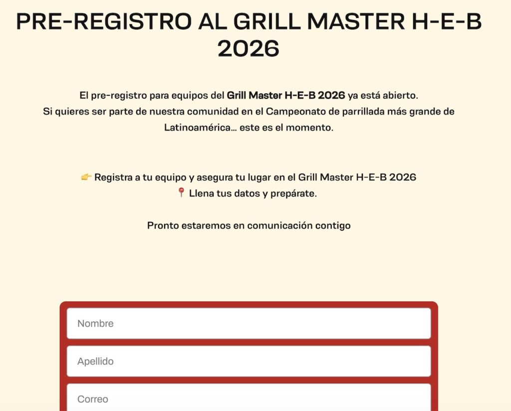 Abren pre-registro al Grill Master H-E-B 2026