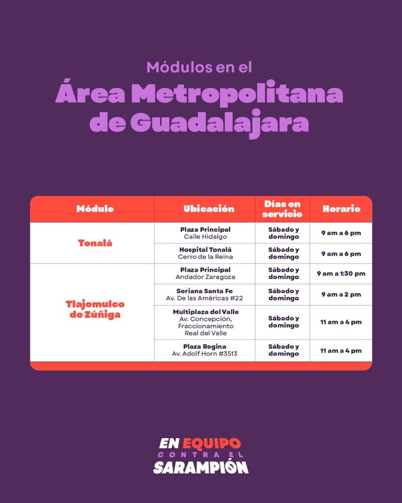 Más puntos de vacunación contra el sarampión en Guadalajara