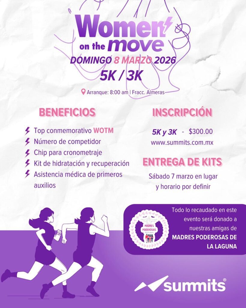 Torreón se mueve el 8M: detalles de la carrera Women on the Move