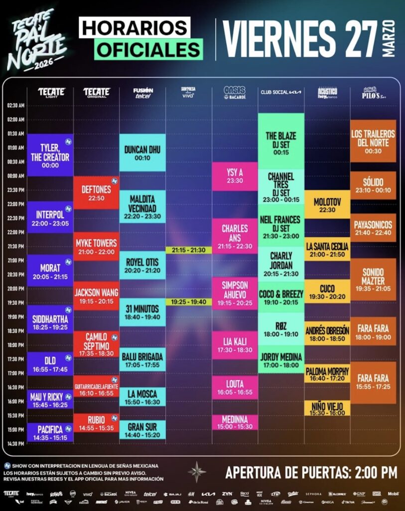 Pa’l Norte Monterrey: horarios oficiales
