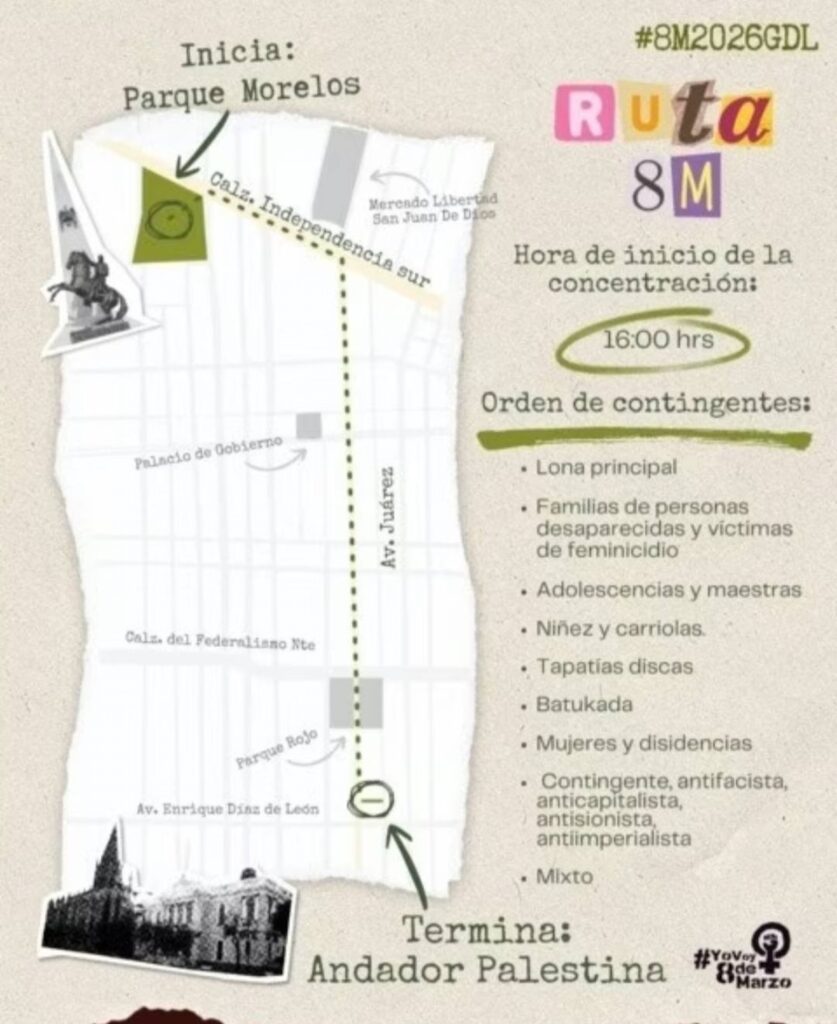 Marcha 8M Guadalajara: horario y rutas