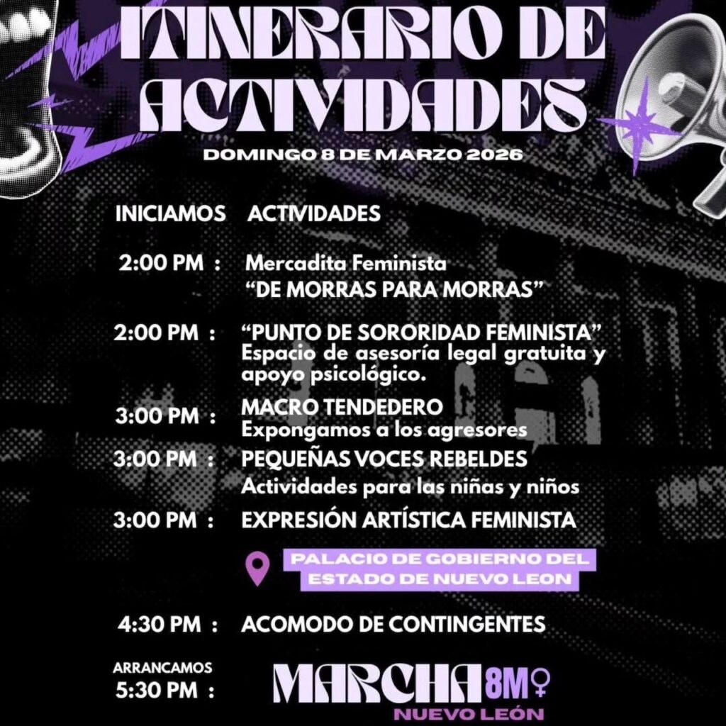 Ruta y horario de la marcha del 8M en Monterrey
