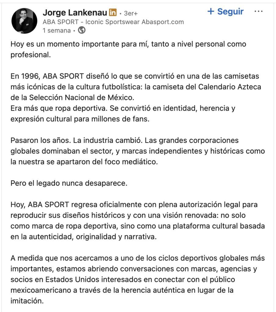 Jorge Lankenau Jr. confirma el relanzamiento internacional de ABA Sport