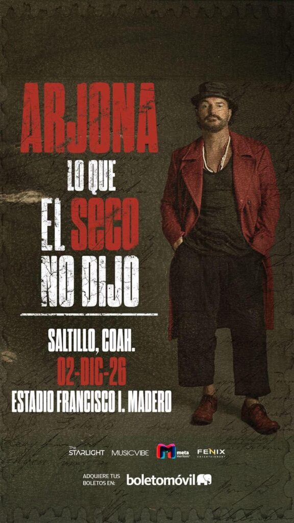 Confirmado: Ricardo Arjona llega a Saltillo en 2026