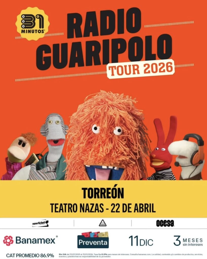 ¿No sabes qué hacer durante abril en Torreón? No te pierdas este show de 31 Minutos