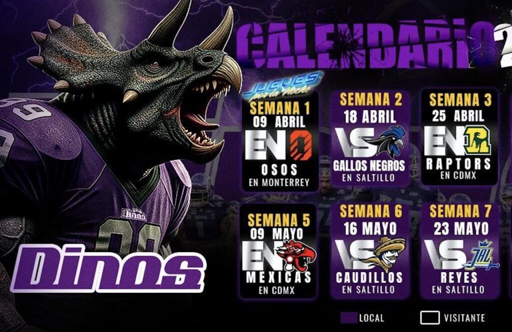 Calendario de Dinos de Saltillo en la LFA 2026