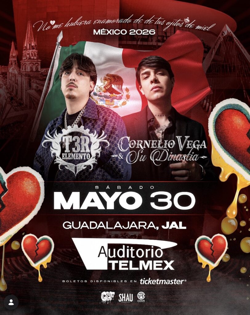 Cornelio Vega & T3R Elemento llegan a Guadalajara en mayo