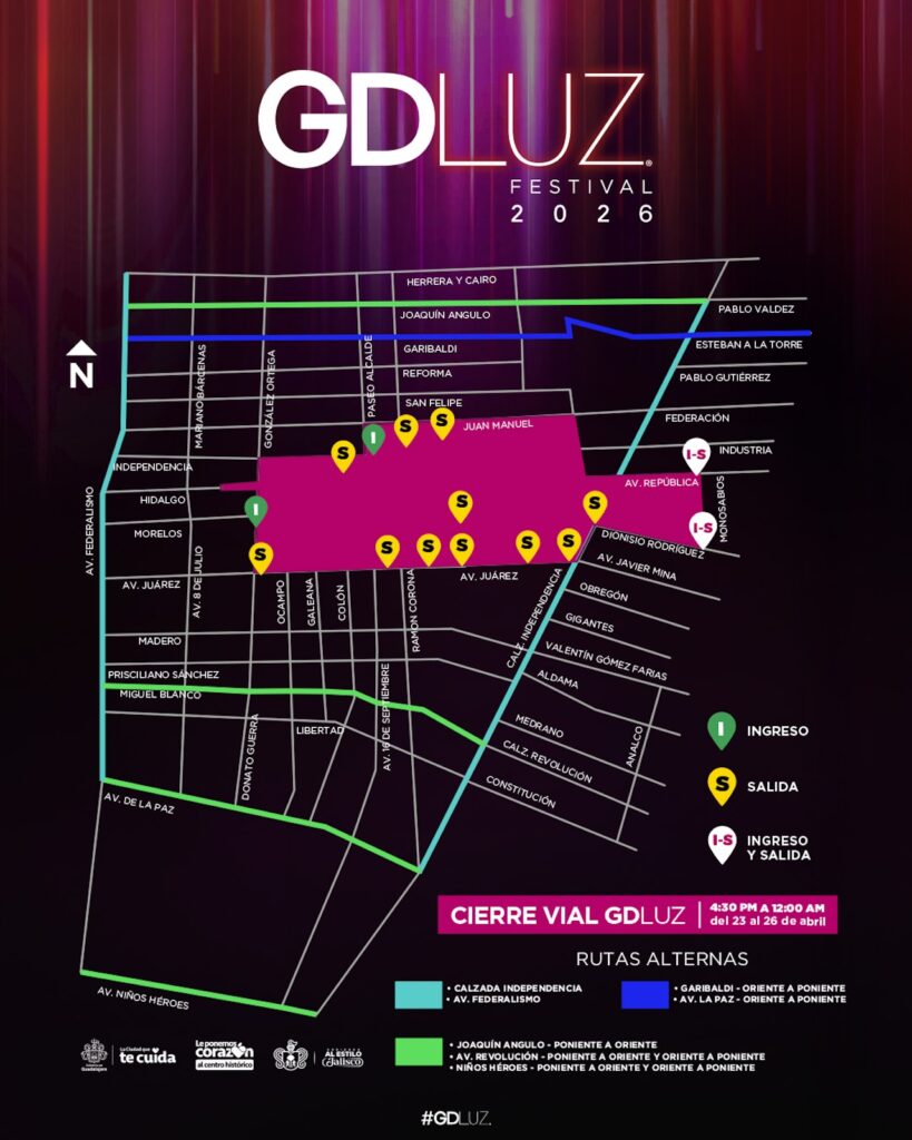 Todo sobre cierres viales por GDLuz 2026 en Guadalajara