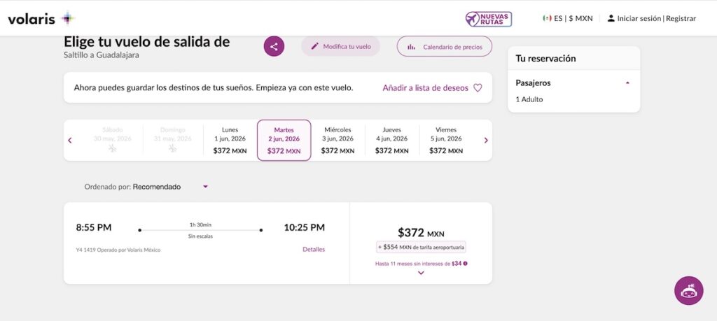 ¿Cuándo cuesta viajar de Saltillo a Guadalajara? Esto dice Volaris