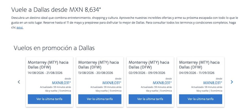 Vuelos baratos desde Monterrey: así es la oferta de American Airlines