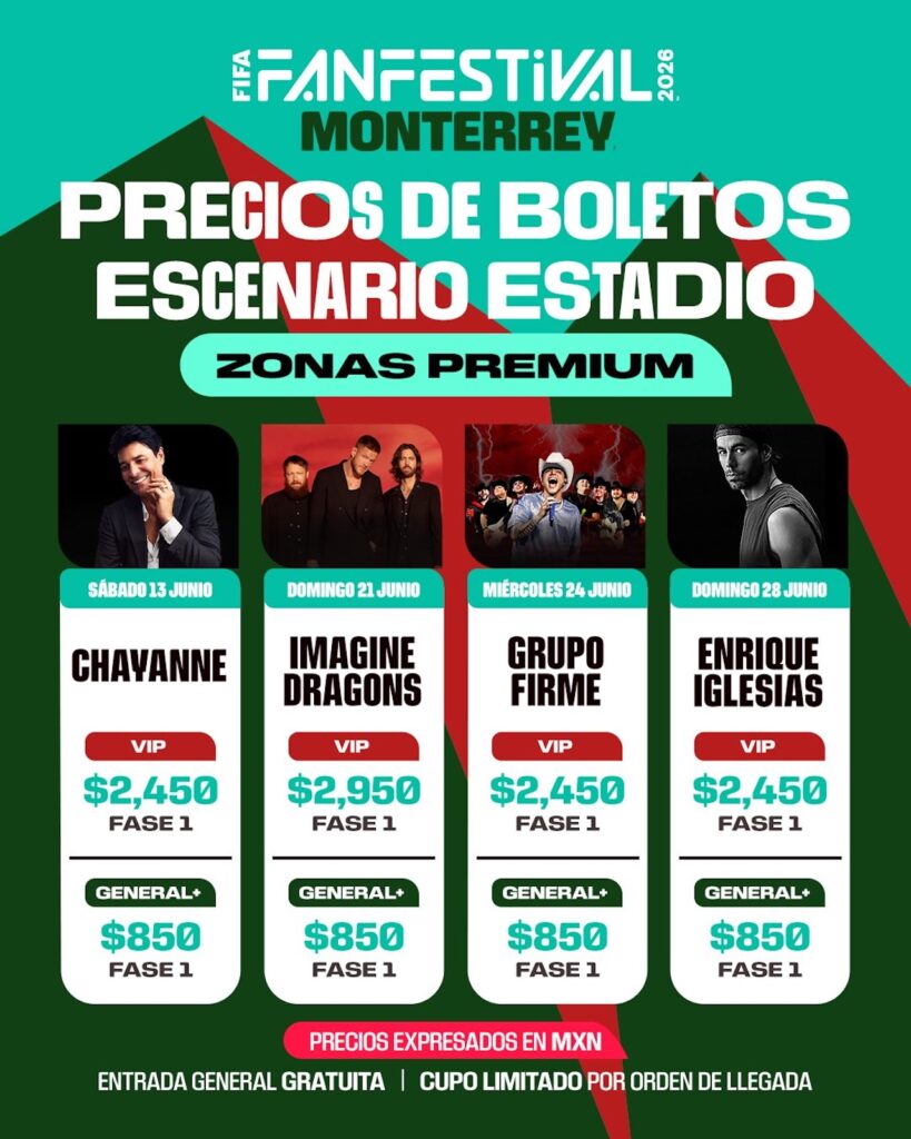 FIFA Fan Festival Monterrey: Cuánto cuestan los accesos y qué artistas estarán