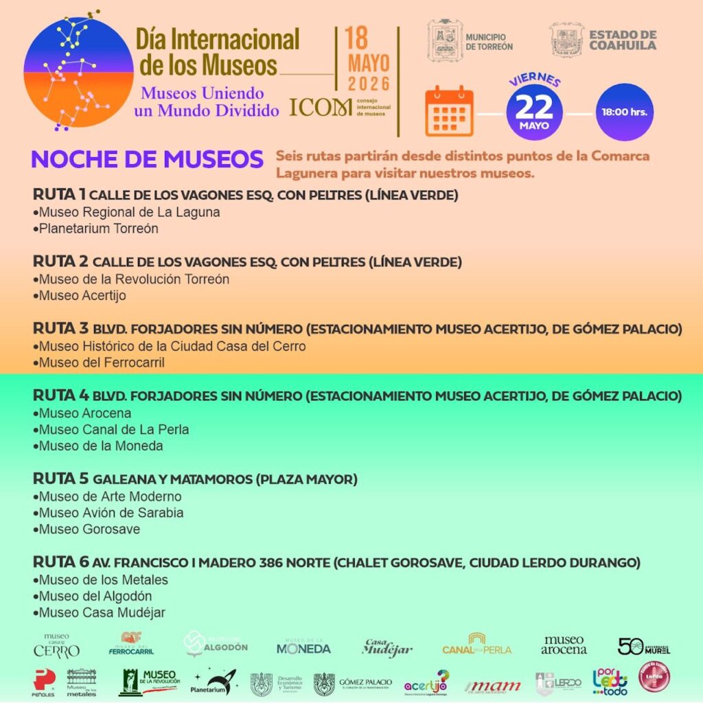 Rutas de la Noche de Museos en Torreón
