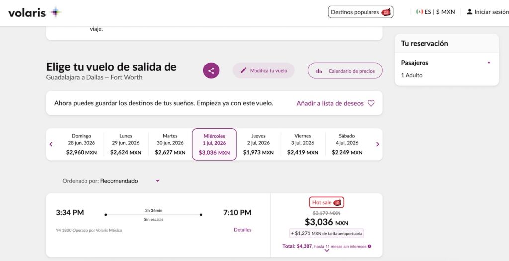 Esto cuesta volar desde Guadalajara a Dallas con Volaris