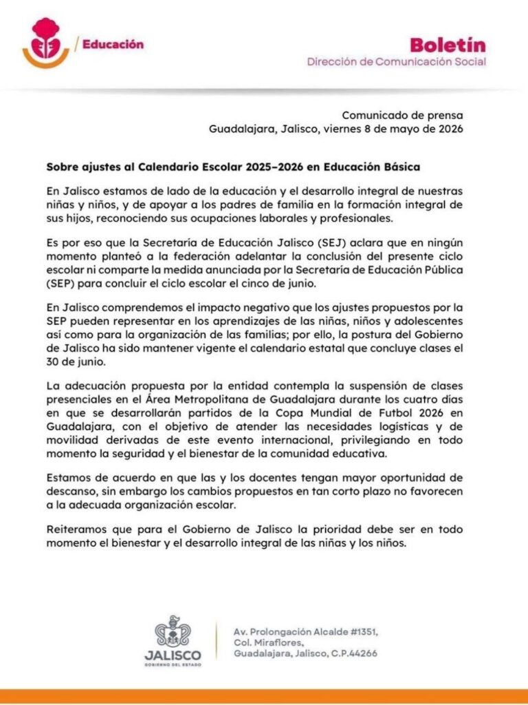 Mundial 2026: Gobierno de Jalisco rechaza ajuste escolar