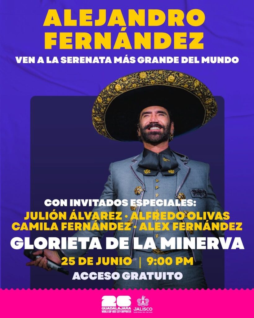 ¿A qué hora inicia el concierto gratis de Alejandro Fernández en Guadalajara?