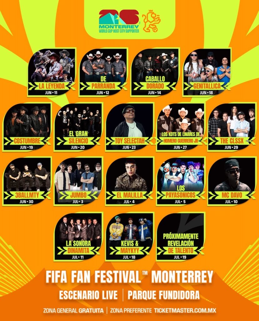 Fan Fest Monterrey: Agenda principal de conciertos durante el Mundial 2026