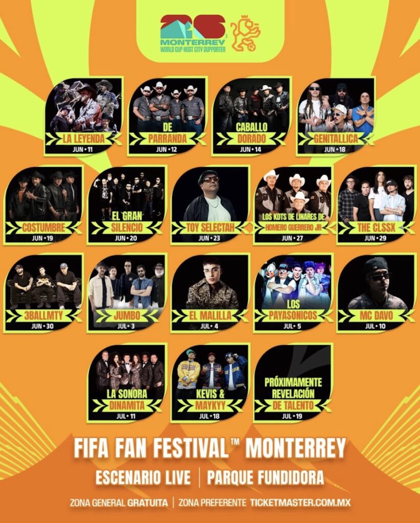 Calendario de conciertos del FIFA Fan Fest Monterrey 2026