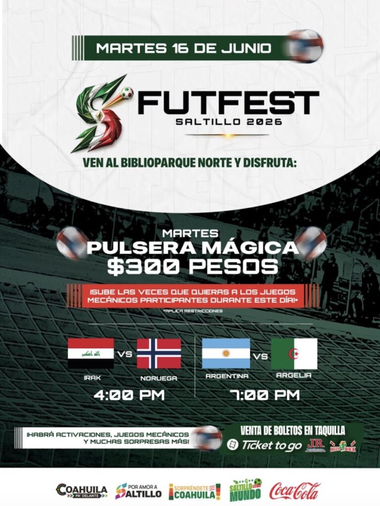 FUTFEST Saltillo 2026 en Biblioparque Norte: Programación del 16 de junio