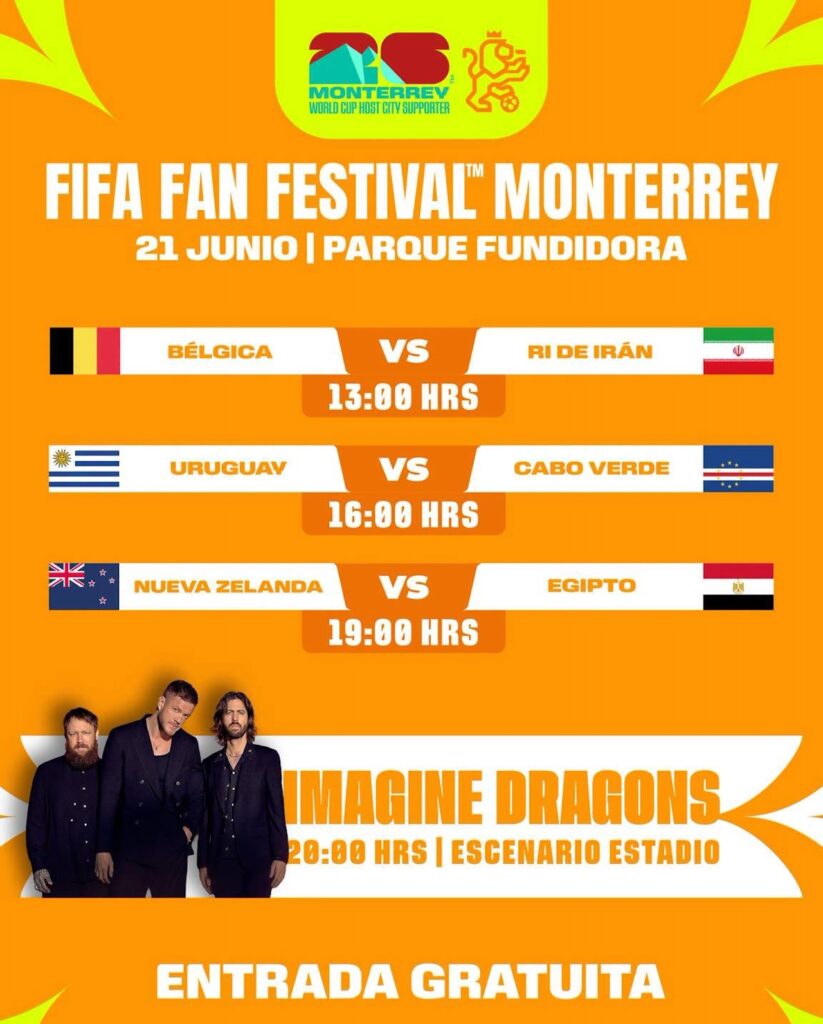 Imagine Dragons en Monterrey 2026: Cómo entrar gratis al FIFA Fan Fest