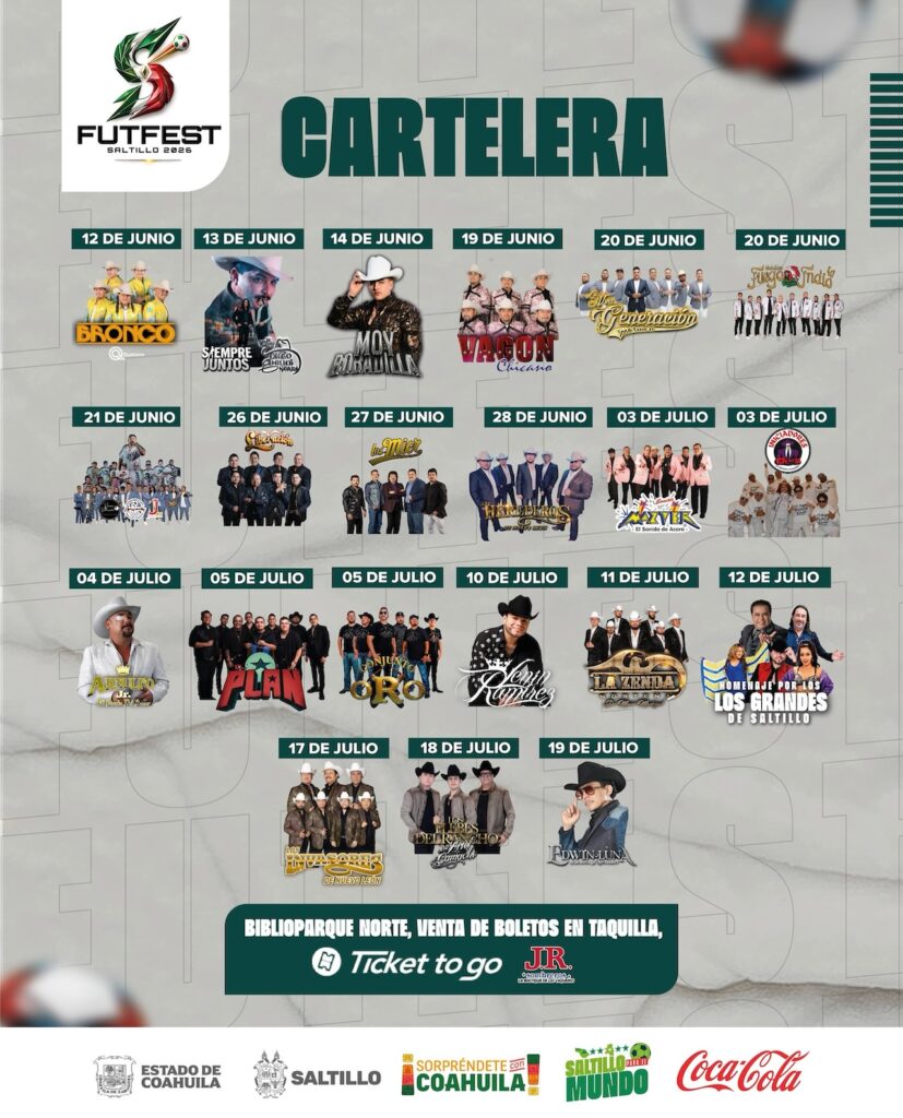 ¿Qué conciertos habrá en Saltillo durante julio 2026? Aquí la lista completa