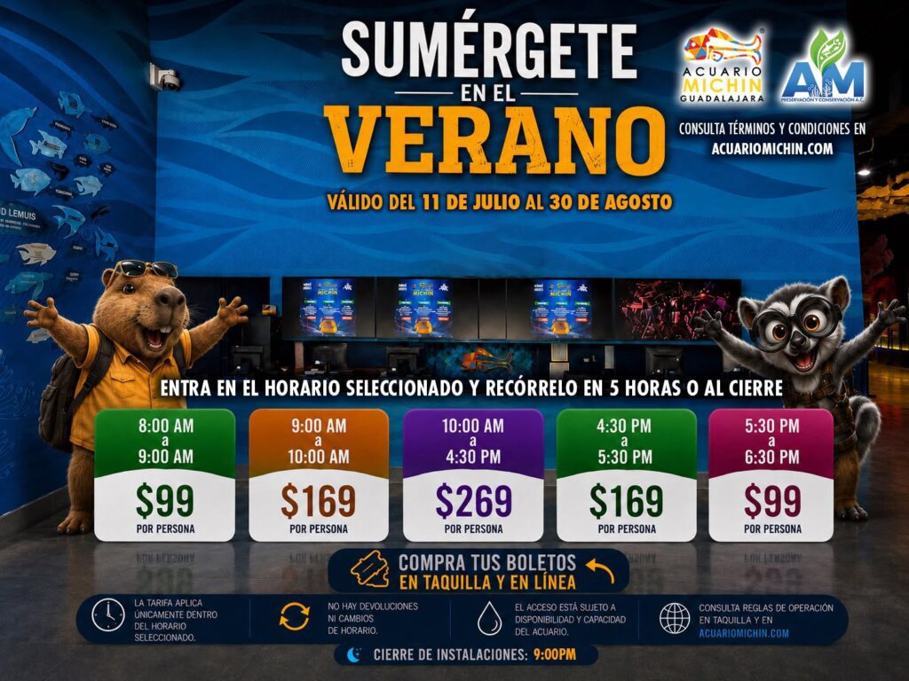 PRECIOS y promos del Acuario Michin Guadalajara para el verano 2026
