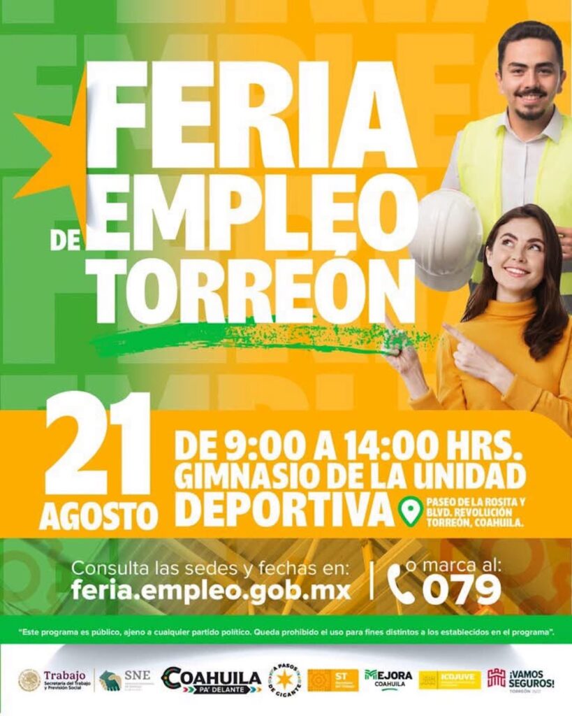 Torreón tendrá Feria del Empleo con más de mil 200 vacantes