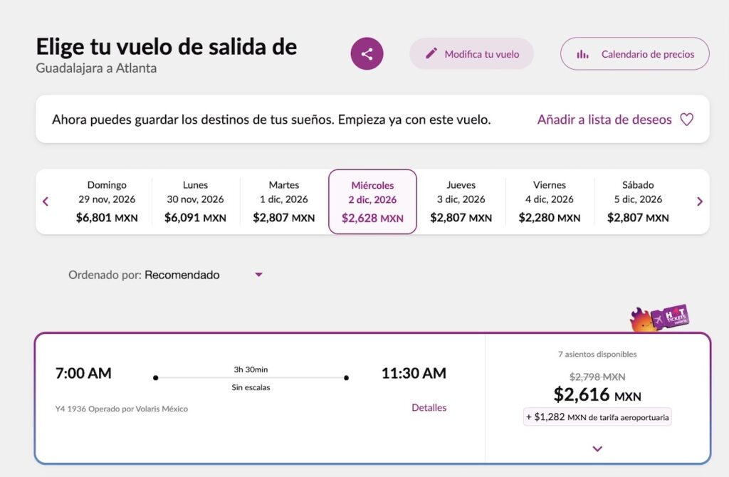 Volaris conectará Guadalajara con Atlanta desde diciembre