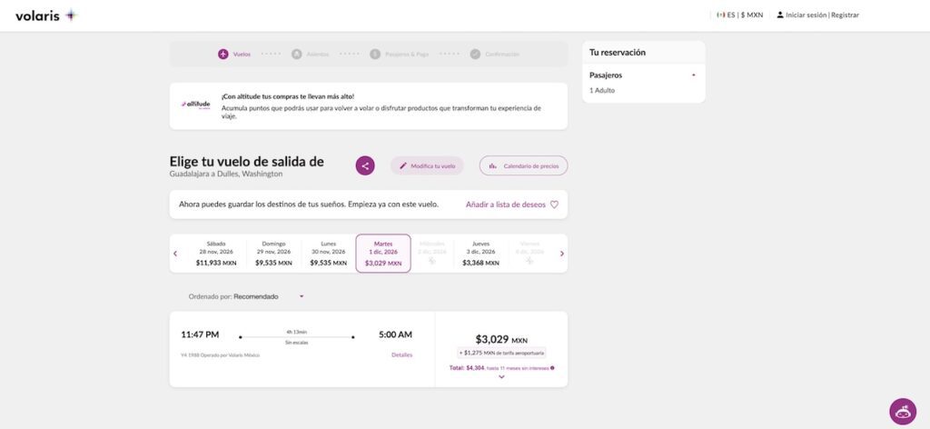 ¿Cuánto cuesta volar de Guadalajara a Washington Dulles? Esto dice el portal de Volaris