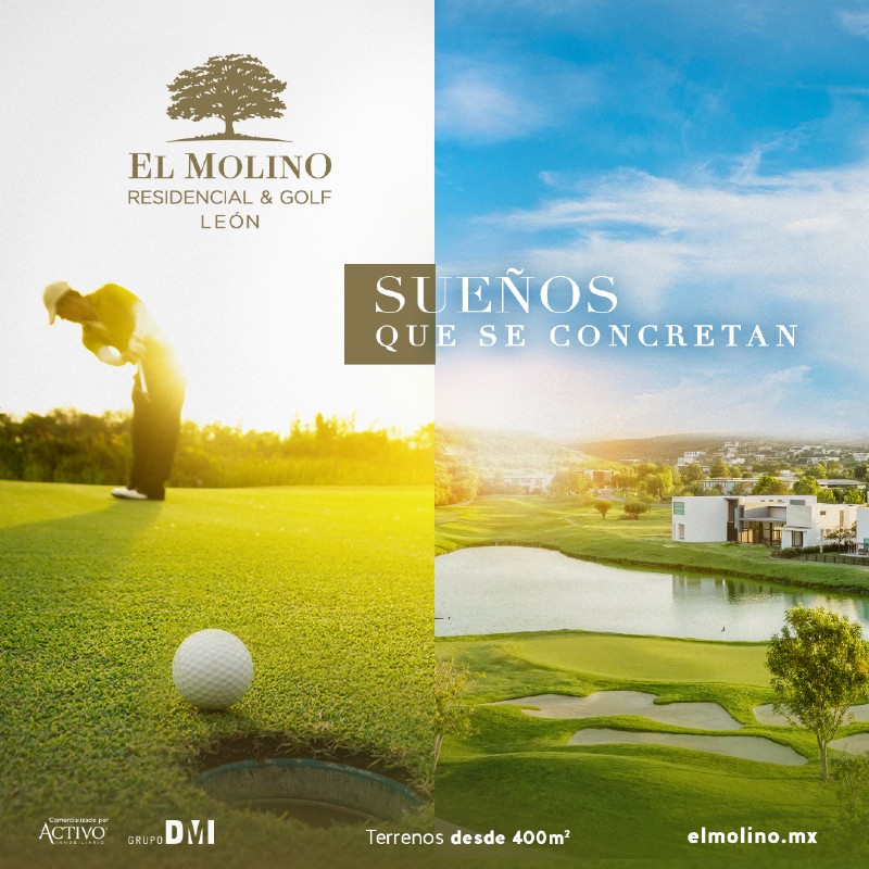 Campo de golf, grandes áreas verdes y servicios de lujo los puedes encontrar en El Molino Residencial; el desarrollo más exclusivo de León.