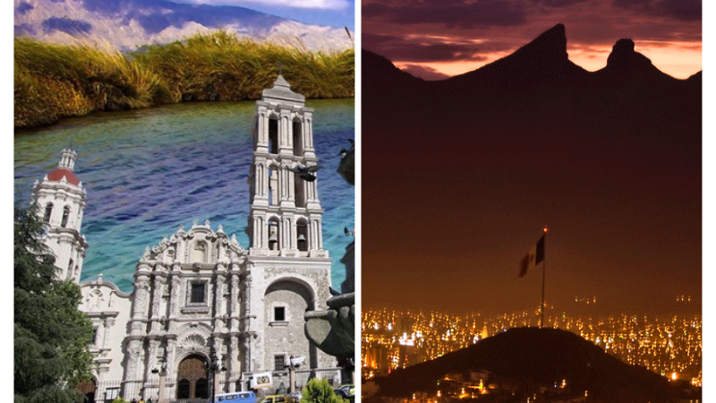 Imágenes de Coahuila y Nuevo León que están en el top 5 del índice de competitividad estatal.