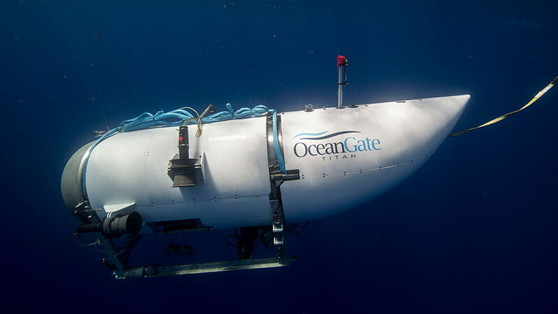 Imagen del submarino Titan de Ocean Gate, una experiencia para ver el Titanic tiene un costo de 250 mil dólares.